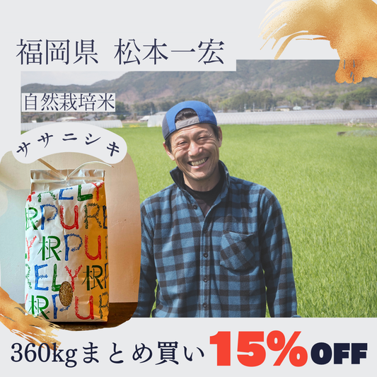 【2024年度産新米・最大6万円引き!!!】松本一宏さん　自然栽培米ササニシキ　玄米360kg