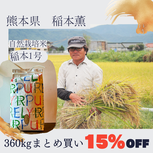 【2024年度産新米・最大6万円引き！！！】稲本薫さん　自然栽培米「稲本1号」　玄米360kg